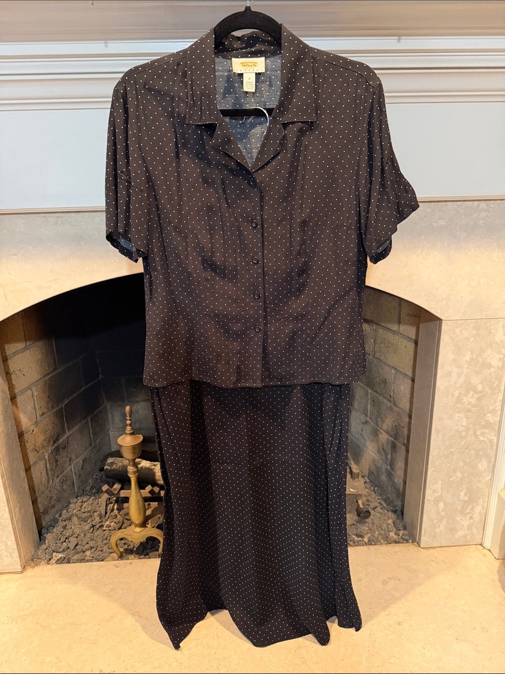 Talbots Black and white polkadot skirt and matching size small